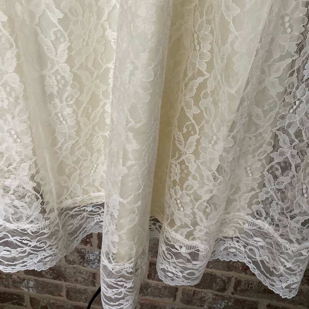 Vintage 1970’s High Neck Lace & Satin Ribbon Embellished Sheath Dress 11/12 - Picture 6 of 13